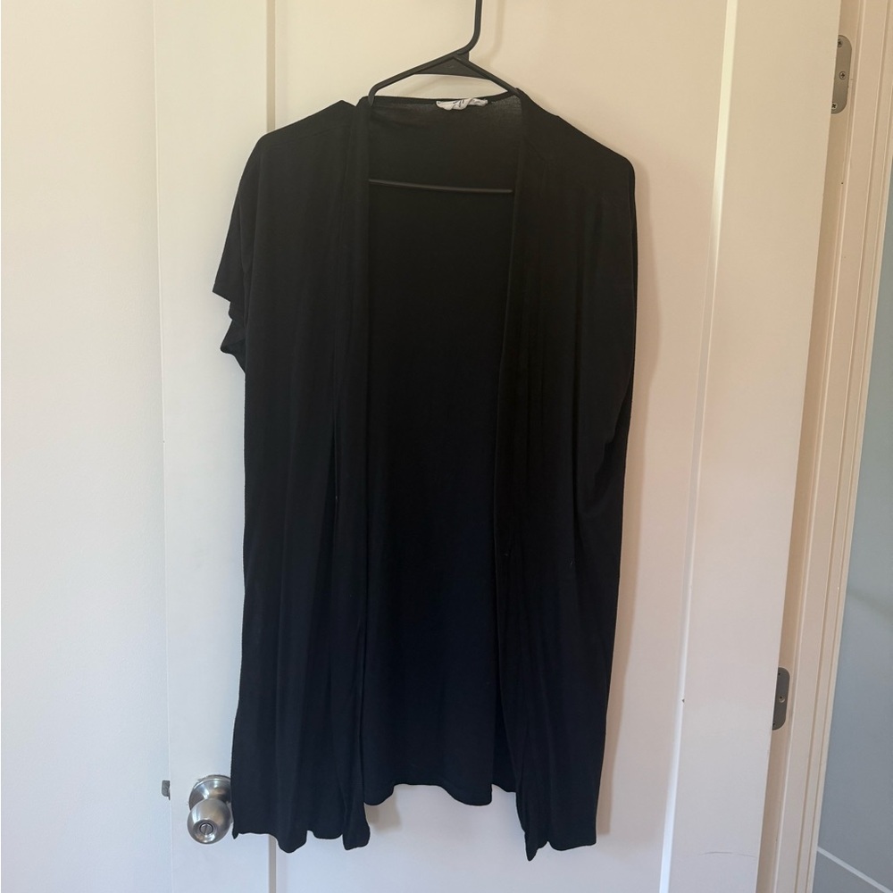 Carly Jean Black Open Front Cardigan